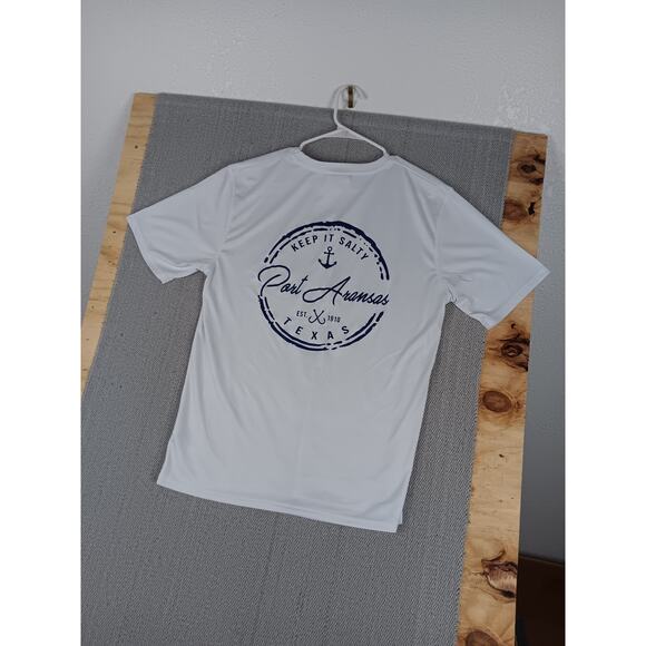 Spicy Tuna Performance T Shirt L White Fishing Port Aransas Texas Keep it Salty - Picture 6 of 10